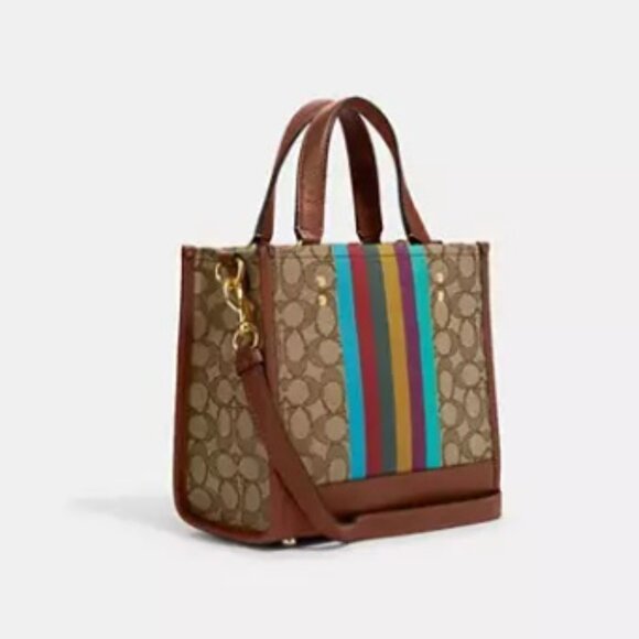 Coach Dempsey Tote Bag 22 In Signature Jacquard With Coach Patch And Stripe - Picture 16 of 16